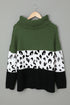 Turtleneck Splicing Chunky Knit Pullover Sweater